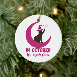 Décoration En Céramique En Octobre Nous Portons Rose Chat Sensibilisation 