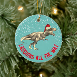 Décoration En Céramique En riant, citez T. rex Père Noël