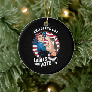 Décoration En Céramique Enfant Femme Chat Voter Vintage Rosie Le Rivete