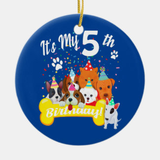 Décoration En Céramique Enfants c'est mon 5e anniversaire fille en bas ave