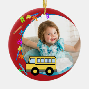 Décoration En Céramique Enfants de l'école - photo d'autobus