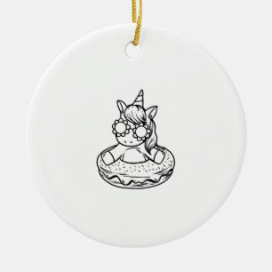 Décoration En Céramique Enfants Licorne Dans Un Beignet Pour Colorier Pein