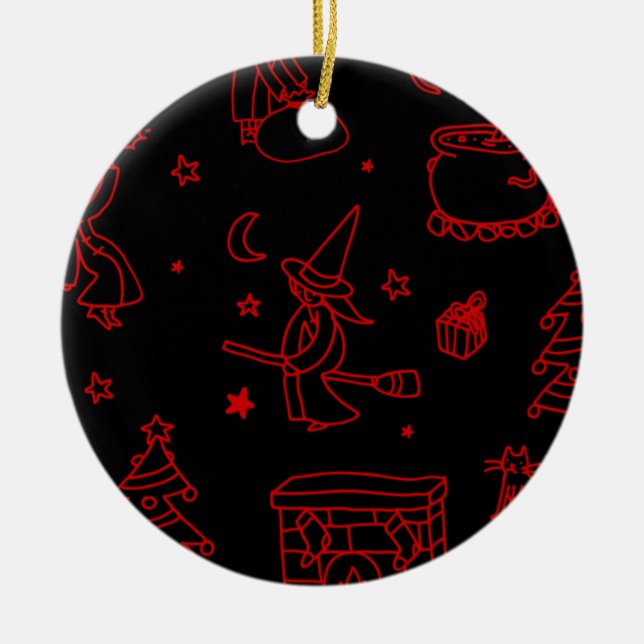 Décoration En Céramique épiphanie noël sorcière befana noir (Devant)
