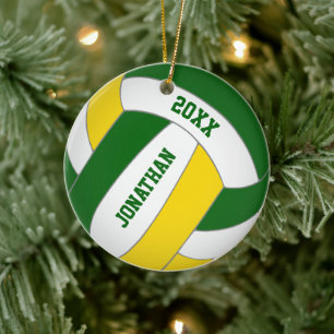 Décoration En Céramique équipe de sports d'or vert couleurs garçons volley