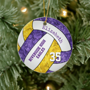 Décoration En Céramique équipe violet poule or couleurs gardien volleyball