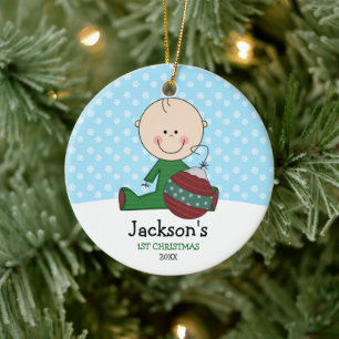 Décoration En Céramique Ęr Noël de bébé mignon personnalisé