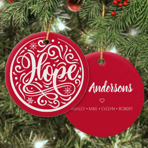 Décoration En Céramique Espoir Famille Personnalisée Noël Rouge