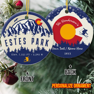 Décoration En Céramique Estes Park Colorado Drapeau Montagne Ski Souvenir