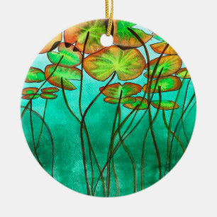 Décoration En Céramique étang vert serein avec lilypads