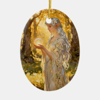 Décoration En Céramique Ethereal Elf Maiden - Art Nouveau Style