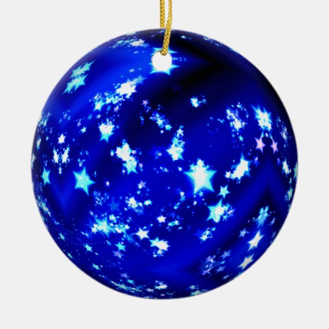 Décoration En Céramique Étoiles brillantes de boule bleue (Devant)