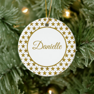 Décoration En Céramique Étoiles pailletées dorées personnalisées