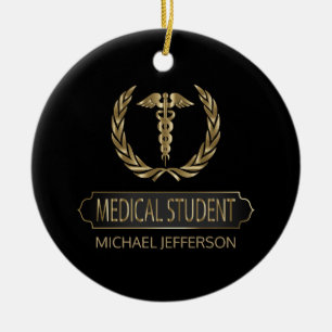 Décoration En Céramique 👨 étudiante Médicale ‍ ⚕️ - Noir et Or