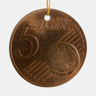 Décoration En Céramique Euro 5 Cent pièce d'argent