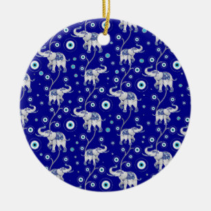 Décoration En Céramique Evil Eye Elephant Good Luck amulet pattern