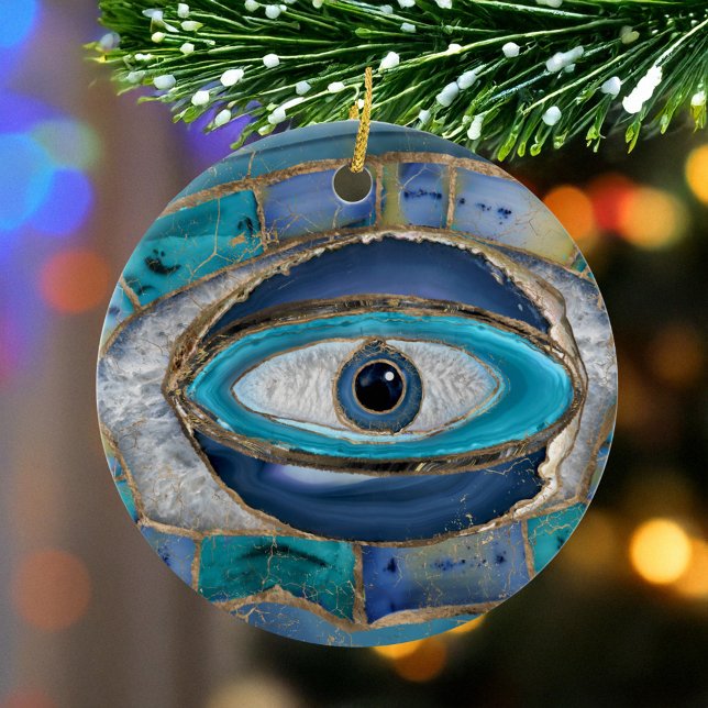 Décoration En Céramique Eye Amulet Agate and gold (Créateur téléchargé)
