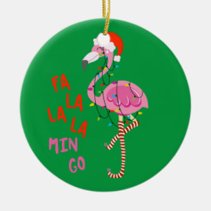 Décoration En Céramique Fa La La La Mingo Flamant rose Pour Noël Noël