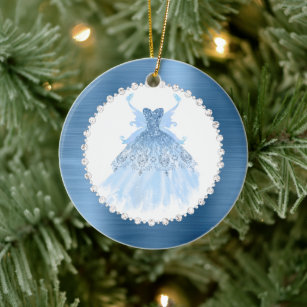 Décoration En Céramique Fairy Wing Gown   Ice Blue Iridescente Périwinkle