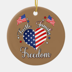Décoration En Céramique Faith Family Freedom 4 juillet Américain