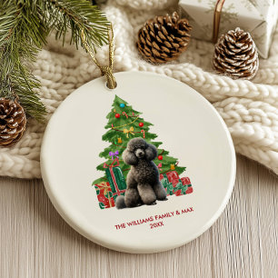 Décoration En Céramique Famille de chien caniche Noël