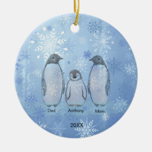 Décoration En Céramique Famille de Trois Pingouins Noël