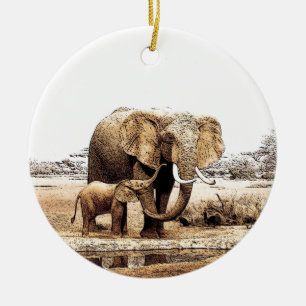 Décoration En Céramique Famille des éléphants