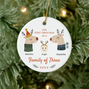 Décoration En Céramique Famille des trois premiers Noël