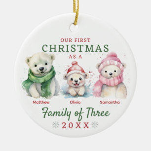 Décoration En Céramique Famille d'ours polaires des trois premiers Noël
