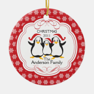 Décoration En Céramique Famille mignonne de pingouins d'ornement de Noël 3