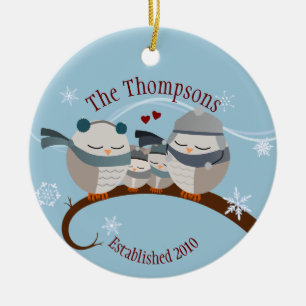 Décoration En Céramique Famille Owl de Four Keepsaké
