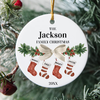 Décoration En Céramique Famille Personnalisable De 4 Stocker Noël