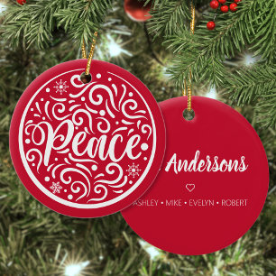 Décoration En Céramique Famille personnalisée Noël Rouge