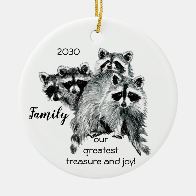 Décoration En Céramique Family greatest treasure Fun Raccoon (Devant)