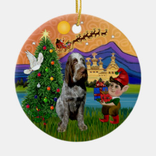 Décoration En Céramique Fantaisie de Noël - Spinone Italiano (rouan)