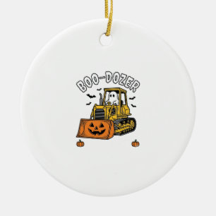 Décoration En Céramique Fantôme d'Halloween Boo Dozer Bulldozer Drôle_1
