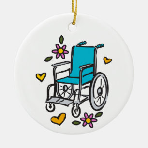 Décoration En Céramique Fauteuil Roulant Floral