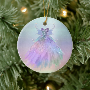 Décoration En Céramique Fée Ethereal Rainbow Ombre Pastel Sheen