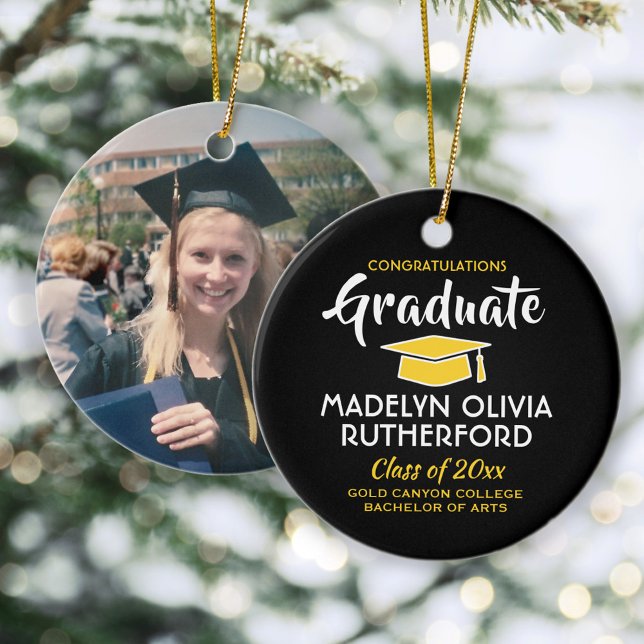 Décoration En Céramique Félicitations Black and Gold Graduation Photo (Créateur téléchargé)