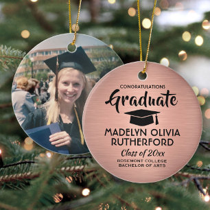 Décoration En Céramique Félicitations de graduation photo Brossé Rose Rose