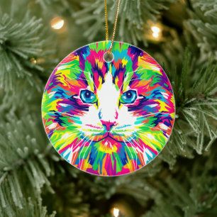Décoration En Céramique Feline Bliss coloré : Whiskers of Joy