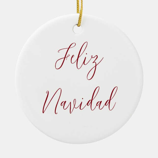 Décoration En Céramique Feliz Navidad Typographie du script de Noël (Devant)