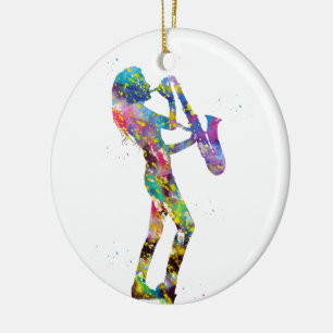 Décoration En Céramique Femme jouant au saxophone