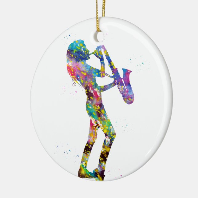Décoration En Céramique Femme jouant au saxophone (Gauche)