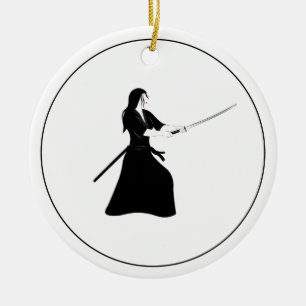 Décoration En Céramique Femme Samurai guerrière avec épée