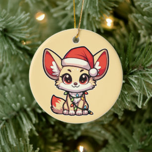 Décoration En Céramique Fennec Joyeux Noël Animaux d'hiver mignons Fennecs