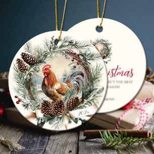 Décoration En Céramique Ferme de coq rustique animal de la ferme de Noël p
