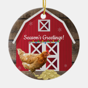 Décoration En Céramique Ferme de Noël Hen