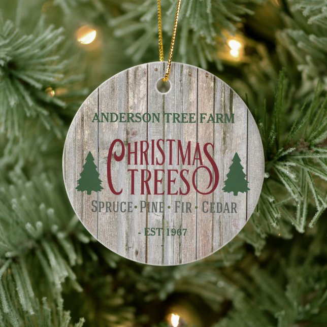 Décoration En Céramique Ferme de Noël rustique Votre nom (Arbre)