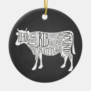 Décoration En Céramique fermier vache boucherie charcuterie art petit port