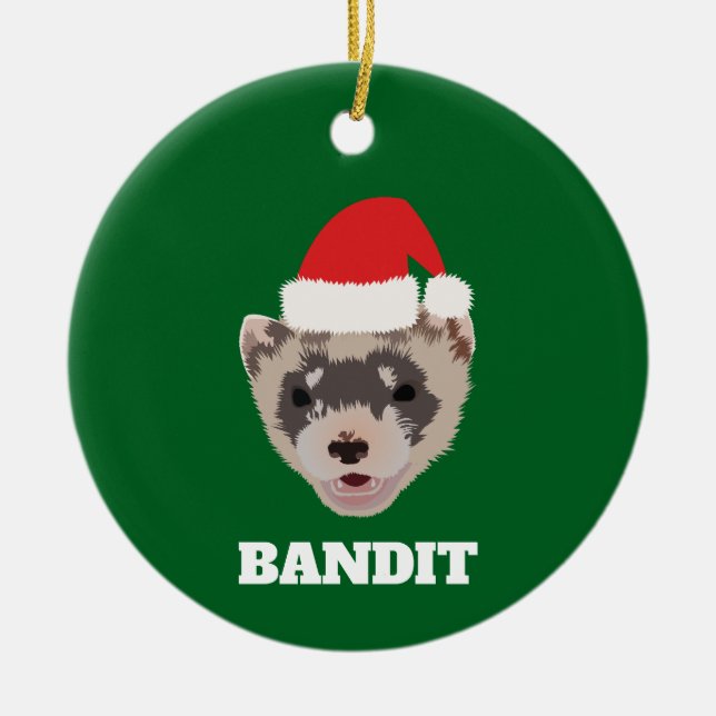 Décoration En Céramique Ferret de Noël personnalisé (Devant)